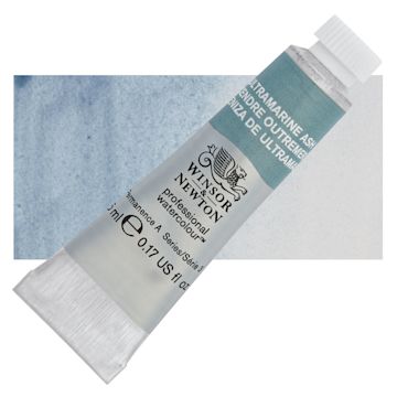 Open in modal - Winsor & Newton Professional Watercolor - Ultramarine Ash, 5 ml tube and swatch