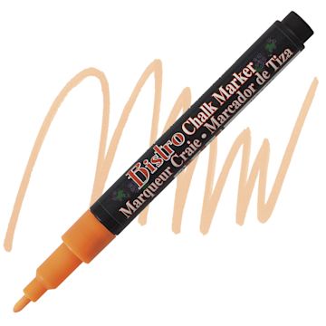 Open in modal - Marvy Uchida Bistro Chalk Marker  - Fluorescent Orange, 3 mm marker and swatch