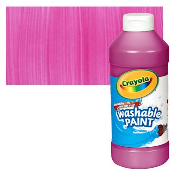 Open in modal - Crayola Washable Paint - Magenta, 16 oz bottle and swatch