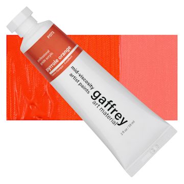 Open in modal - Gaffrey Art Material Standard Body Acrylic Paint - Pyrrole Orange, 59 ml tube and swatch