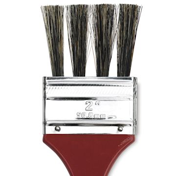 Open in modal - Dynasty Red-Letter Gray Bristle Brush - Blend Grainer Flat, Long Handle close up