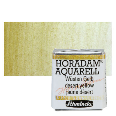 Schmincke Horadam Aquarell Artist Watercolor - Desert Yellow, Supergranulation, Half Pan with Swatch