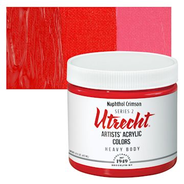 Open in modal - Utrecht Artists' Acrylic Paint - Naphthol Crimson, Pint and swatch