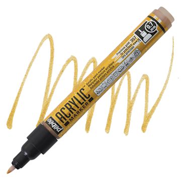 Open in modal - Pebeo Acrylic Marker - Precious Gold, 0.7 mm Fine Nib marker and swatch