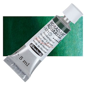 Open in modal - Schmincke Horadam Aquarell Watercolor - Hooker's Green, 5 ml tube and swatch