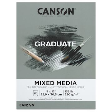 Open in modal - Canson Graduate Toned Mixed Media Pad - Gray, 9" x 12", front cover