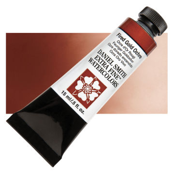 Daniel Smith Extra Fine Watercolor - Fired Gold Ochre, 15 ml, Tube with Swatch