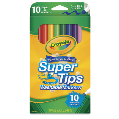 Crayola Super Tips Washable Marker Set - Assorted Colors, Fine Line, Set of 10