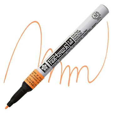 Open in modal - Sakura Pen-Touch Paint Marker - Fine Tip, Fluorescent Orange marker and swatch