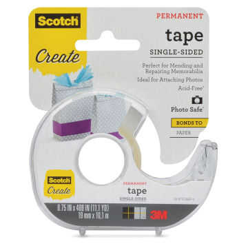 Scotch Scrapbooking Tape - Side view of 3/4" wide Single Sided Permanent Tape Dispenser