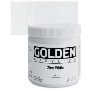 Golden Heavy Body Artist Acrylics - Zinc White, 16 oz Jar