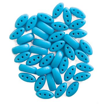 Open in modal - John Bead Czech Glass Cali Three-Hole Beads - Turquoise beads in loose pile