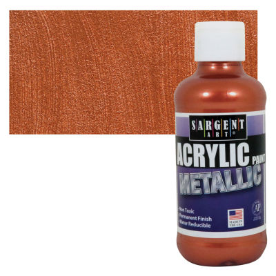 Sargent Art Metallic Acrylic - Copper, 8 oz bottle with swatch