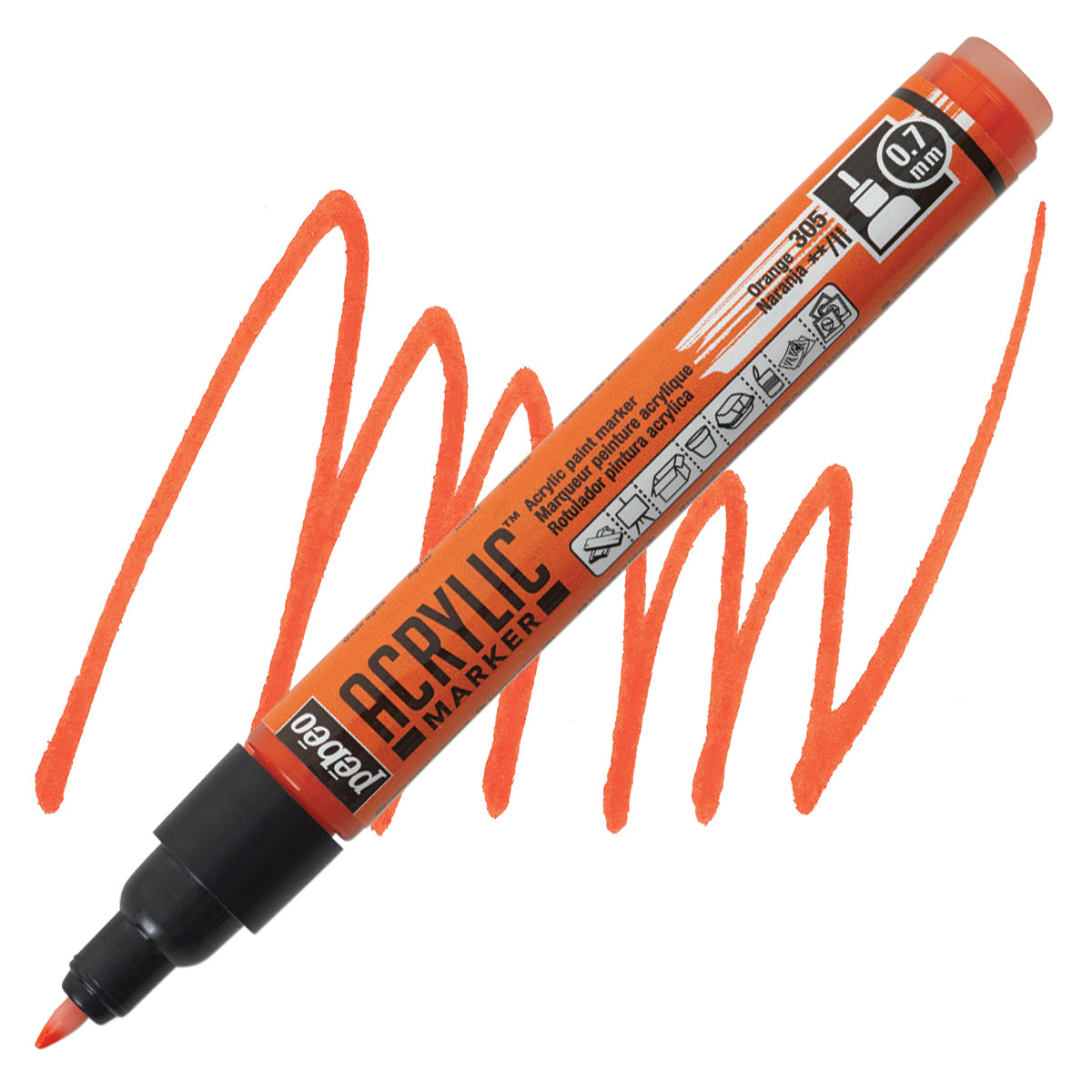 Pebeo Acrylic Marker - Orange, 0.7 mm, Fine nib