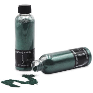 Colorberry Glitter - Deep Green, Fine, 90 grams, Bottle (Glitter shown in and out of bottle)