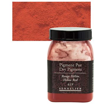Open in modal - Sennelier Dry Pigment - Helios Red, 40 g jar and swatch