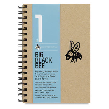 Big Black Bee Bogus Recycled Sketchbook - 9 x 6, Rough, Wirebound, 50  Sheets