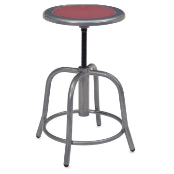 National Public Seating Designer Swivel Stool - Gray frame showing footring and Burgundy seat