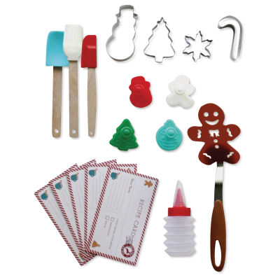 Handstand Kitchen Cookies for Santa Baking Set (Displayed baking tools and recipe cards)
