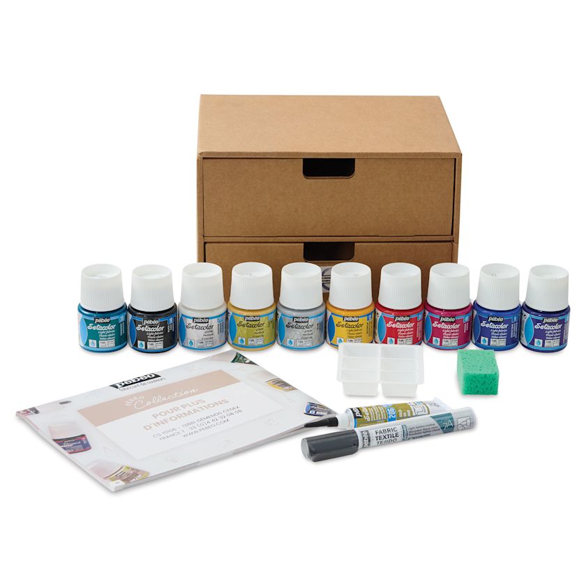 Pebeo Setacolor Fabric Paint Light Fabrics Collection, Set of 10