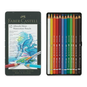 Faber-Castell Albrecht Durer Watercolor Pencils - Set of 12 (front of package and contents)