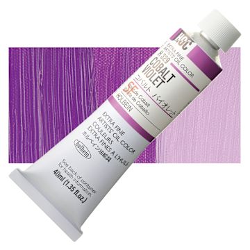 Open in modal - Holbein Artists' Oil Color - Cobalt Violet, 40 ml tube and swatch