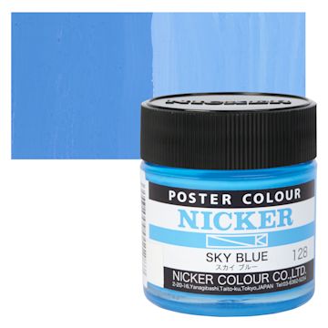 Open in modal - Nicker Poster Colour Paint - Sky Blue, 40 ml jar and swatch
