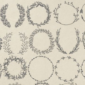 Open in modal - Elan Transfers Underglaze Transfer Sheet - Floral Wreaths, Black - close-up