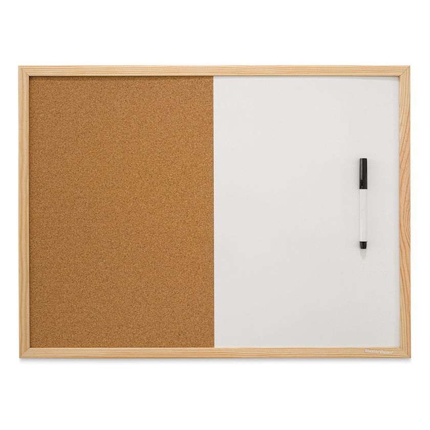 MasterVision Wood Frame Combo Cork and Dry Erase Bulletin Boards