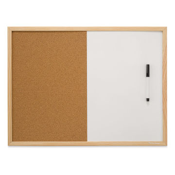 MasterVision Wood Frame Combo Cork and Dry Erase Bulletin Board - 18" x 24"