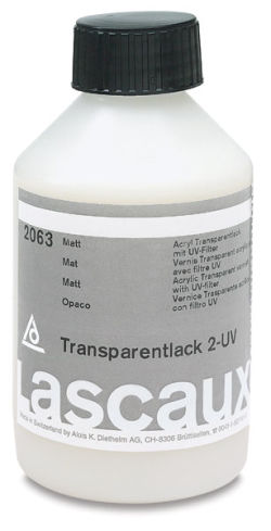 Lascaux UV Varnish - Front view of Matte Varnish bottle