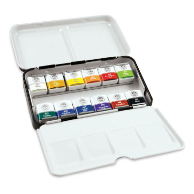 Sargent Art Professional Watercolor - Set of 12 open showing paint pans and palette tin