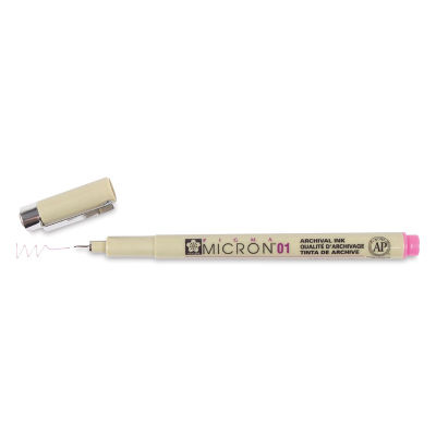 Sakura Pigma Micron Pen - Rose, 01 (pen and swatch)