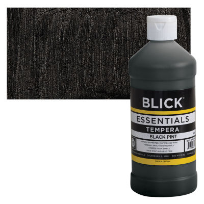 Blick Essentials Tempera - Black, Pint with swatch