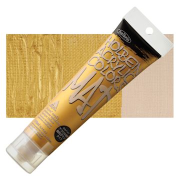 Open in modal - Holbein Mat Acrylic - Gold, 110 ml tube and swatch