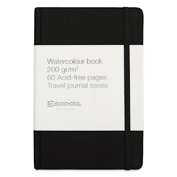 Open in modal - Escoda Watercolor Travel Journal - 5.5" x 8.26", front cover with packaging label