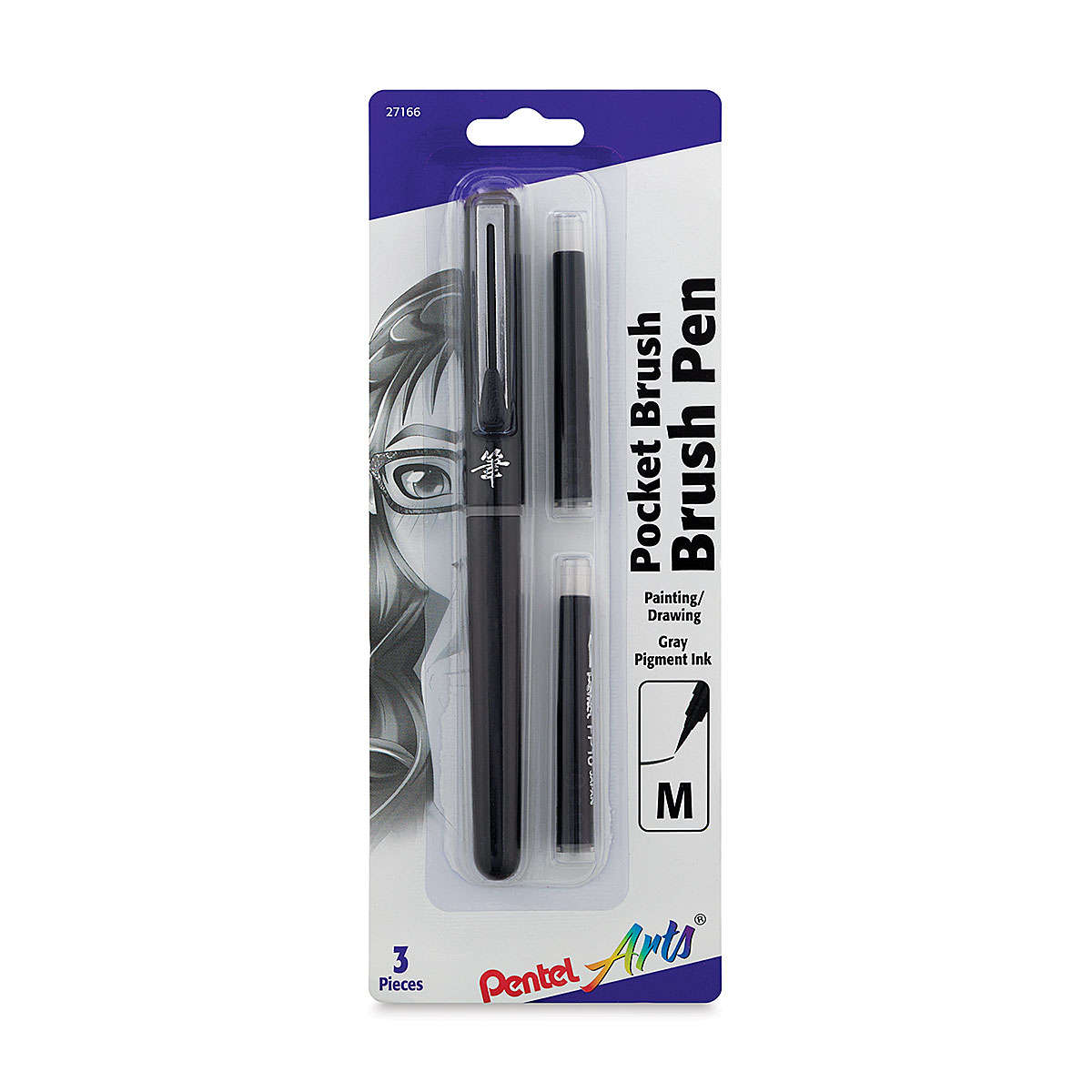 Black - Pocket Brush Refills 6/Pkg - Pentel