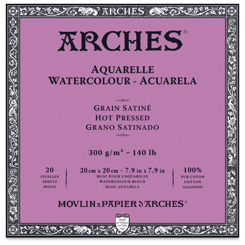 Arches 140 lb. Watercolor Block, Hot-Pressed, 7 x 10