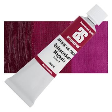 Open in modal - Art Spectrum Artists' Oil Paint - Quinacridone Magenta, 40 ml tube and swatch