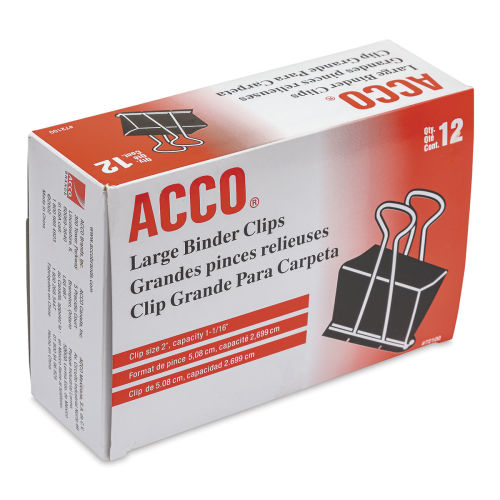 Acco Binder Clips, Large, 1 Box, 12 Clips/Box (72100)