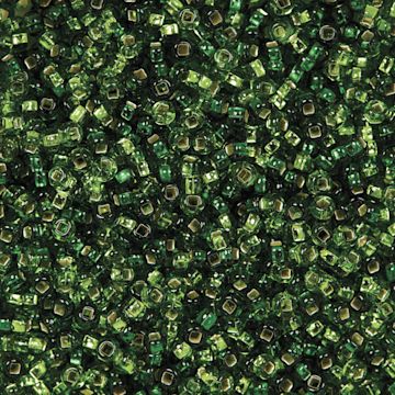 Open in modal - John Bead Czech Glass Seed Beads - Sea Green, Silver Lined, 10/0 - close-up