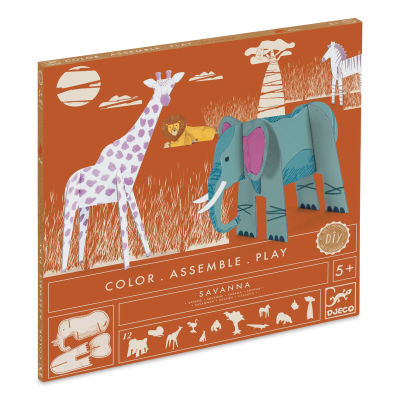 Djeco Color Assemble Play 3D Model Craft Kit - Savanna (front of the package)