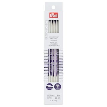 Open in modal - Prym Ergonomics Double Point Knitting Needle Set - Size 10.75, Set of 5, 8" - front of packaging