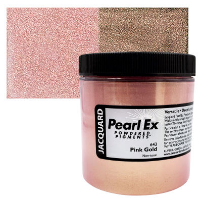 Jacquard Pearl-Ex Pigment - 4 oz, Pink Gold, Jar with Swatch