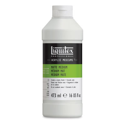 Liquitex Fluids Acrylic Medium - Matte, 16 oz Bottle. Front of bottle.