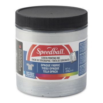 Speedball Fabric Screen Printing Ink - Silver (Opaque), 8 oz, Jar