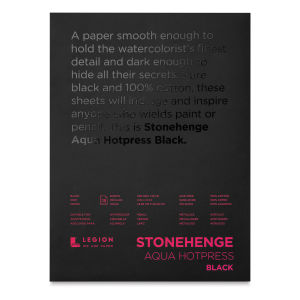 Legion Stonehenge Aqua Black Watercolor Paper Pad - 9" x 12", Hot Press, 15 Sheets (front cover)