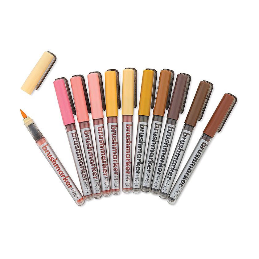Karin Brushmarkers Pro Markers and Sets Set of 12, Skin Colors