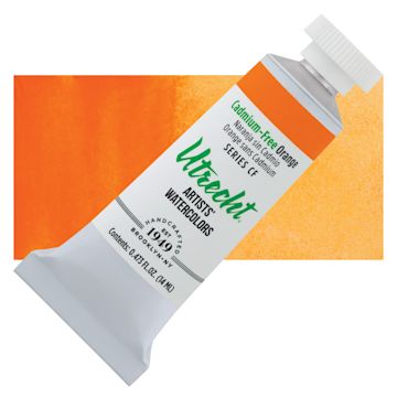 Open in modal - Utrecht Artists' Watercolor Paint - Cadmium-Free Orange, 14 ml Tube and swatch