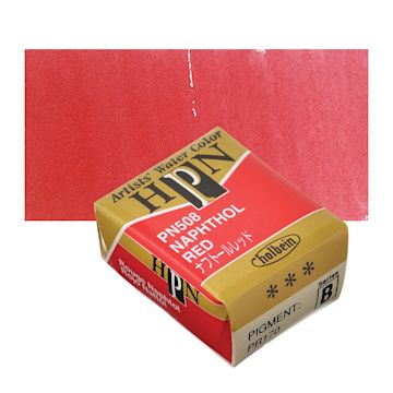 Open in modal - Holbein Artists' Watercolor Half Pan - Naphthol Red and swatch